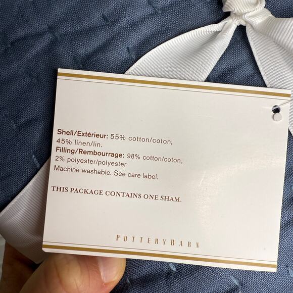 Potterybarn Pickstitch Sham Euro Cotton Linen Sham -1 NEW - Picture 4 of 4